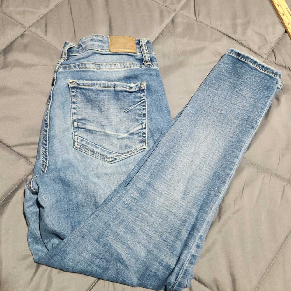 BKE Gabby Jeans Womens 29 Curvy Fit High Rise Ankle Skinny Distressed Blue